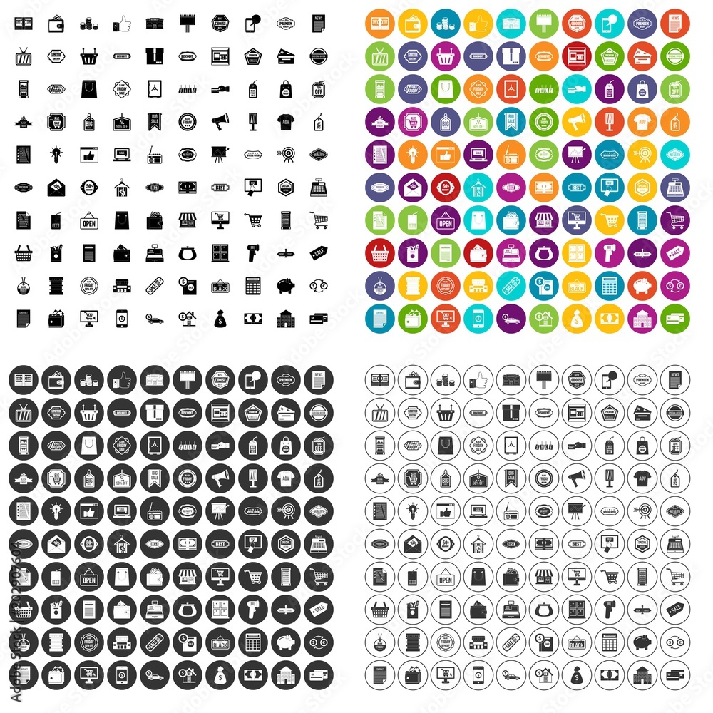 100 sale icons set vector in 4 variant for any web design isolated on white 100 sale icons set vector in 4 variant for any web design isolated on white