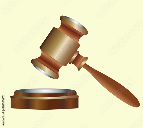judges wooden gavel with metal inserts