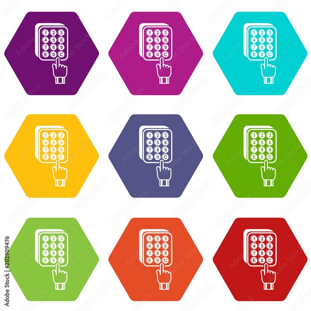 Digital lock icons 9 set coloful isolated on white for web Digital lock icons 9 set coloful isolated on white for web