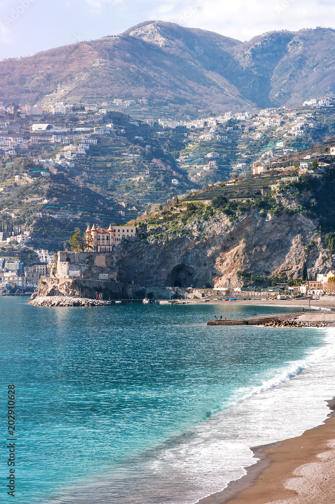Amalfi coast, Campania, Italy - view of the sea and landscape of Maiori