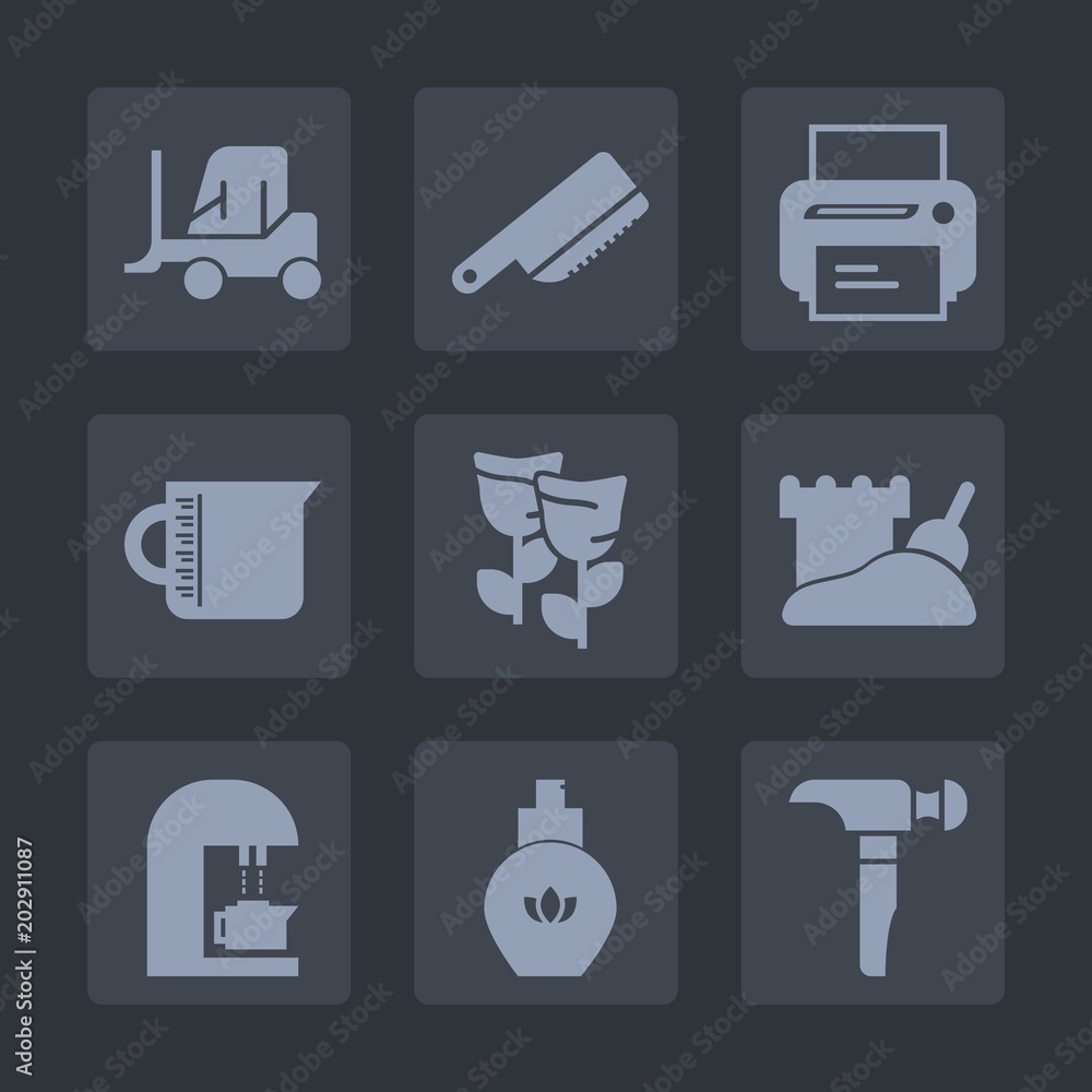 Premium set of fill icons. Such as technology, beauty, business, liquid, glass, delivery, table, truck, restaurant, knife, floral, container, fashion, coffee, spring, transparent, machine, tower, saw Premium set of fill icons. Such as technology, beauty, business, liquid, glass, delivery, table, truck, restaurant, knife, floral, container, fashion, coffee, spring, transparent, machine, tower, saw