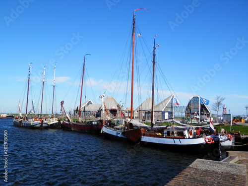 Ships in Stavren harbor, Holland