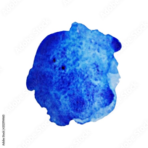Watercolor stain Blue blurred blot isolated on white background Realistic object for creative design Vector illustration