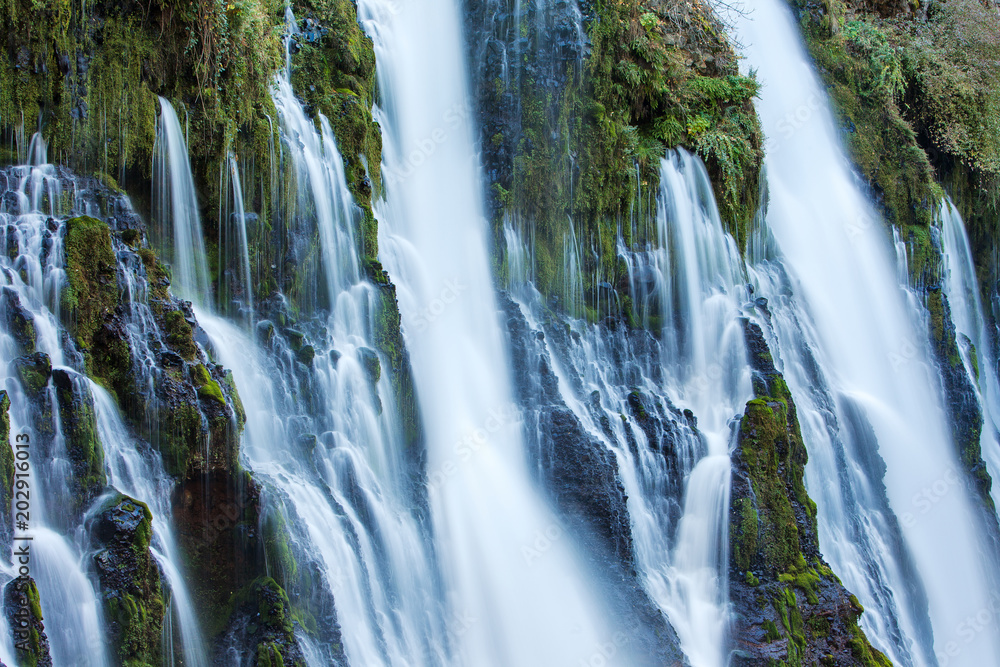 Close up views of Burney Falls in Northern California