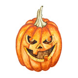 Watercolor halloween pumpkin. Hand drawn holiday illustrations isolated on white background.