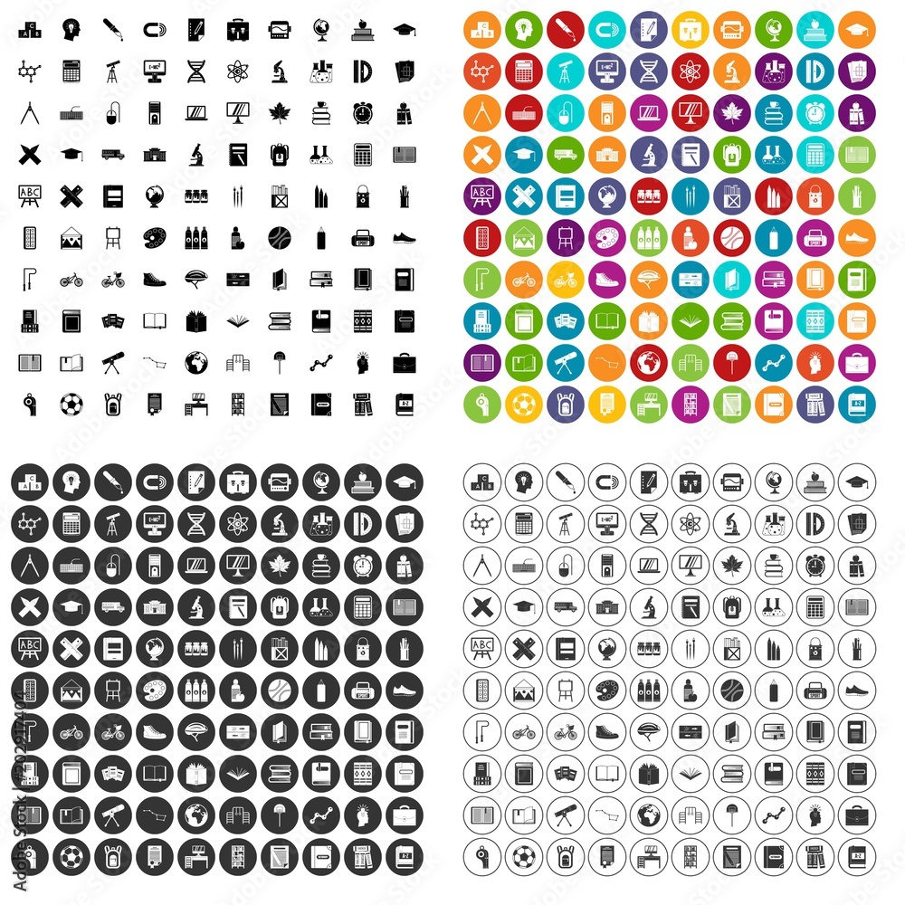 100 school icons set vector in 4 variant for any web design isolated on white 100 school icons set vector in 4 variant for any web design isolated on white