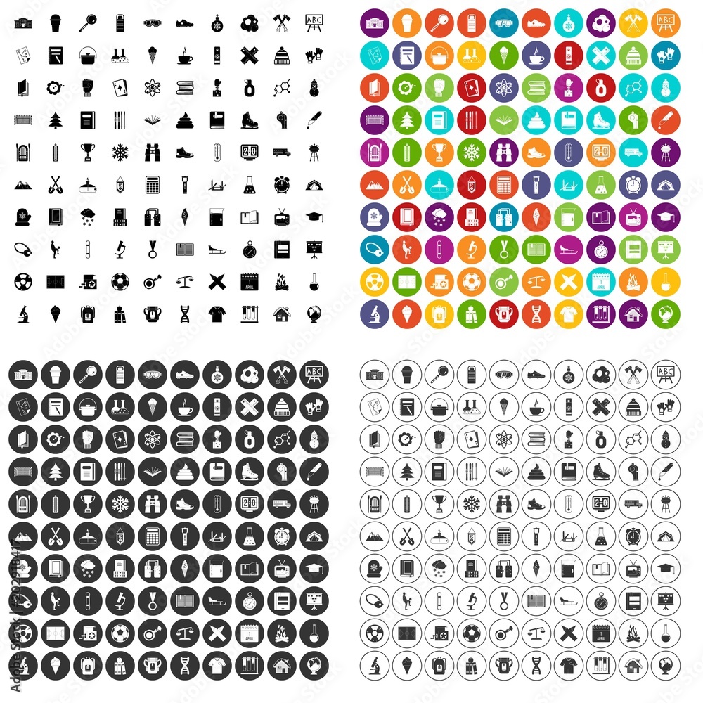100 school years icons set vector in 4 variant for any web design isolated on white 100 school years icons set vector in 4 variant for any web design isolated on white