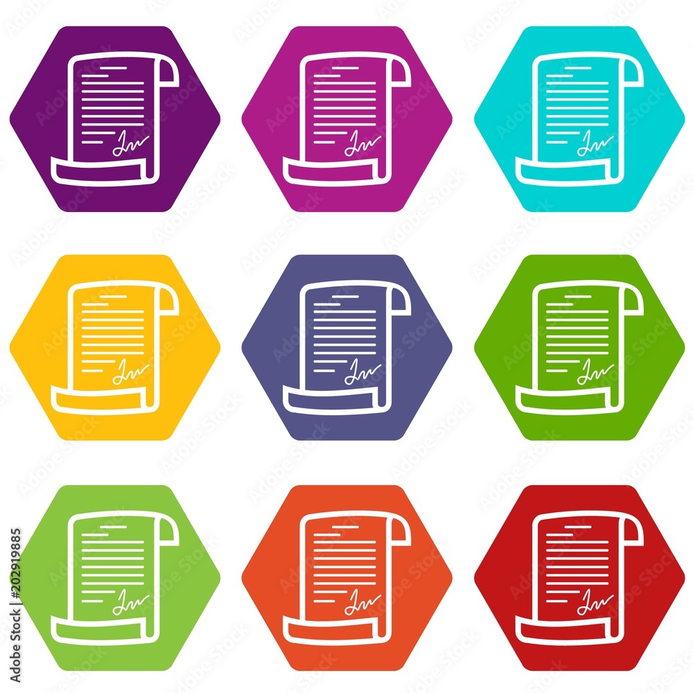 Agreement icons 9 set coloful isolated on white for web Agreement icons 9 set coloful isolated on white for web