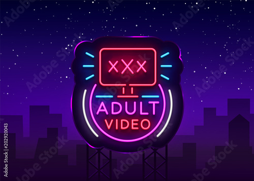 Loge Xxx - Adult video neon sign. Design template, neon logo xxx video, sex industry,  light banner, night bright light advertisement. Vector illustration.  Billboard Stock Vector | Adobe Stock