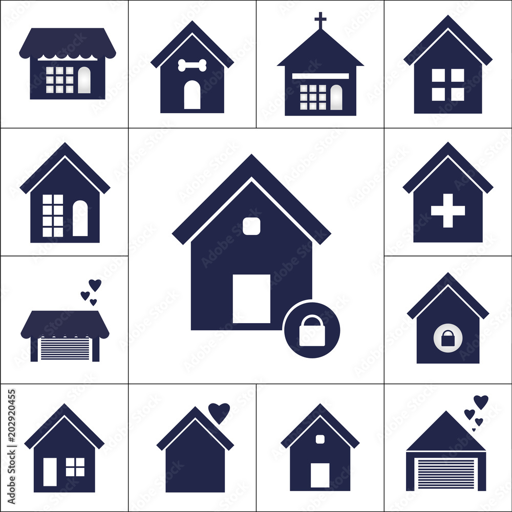 house set isolate flat vector icons