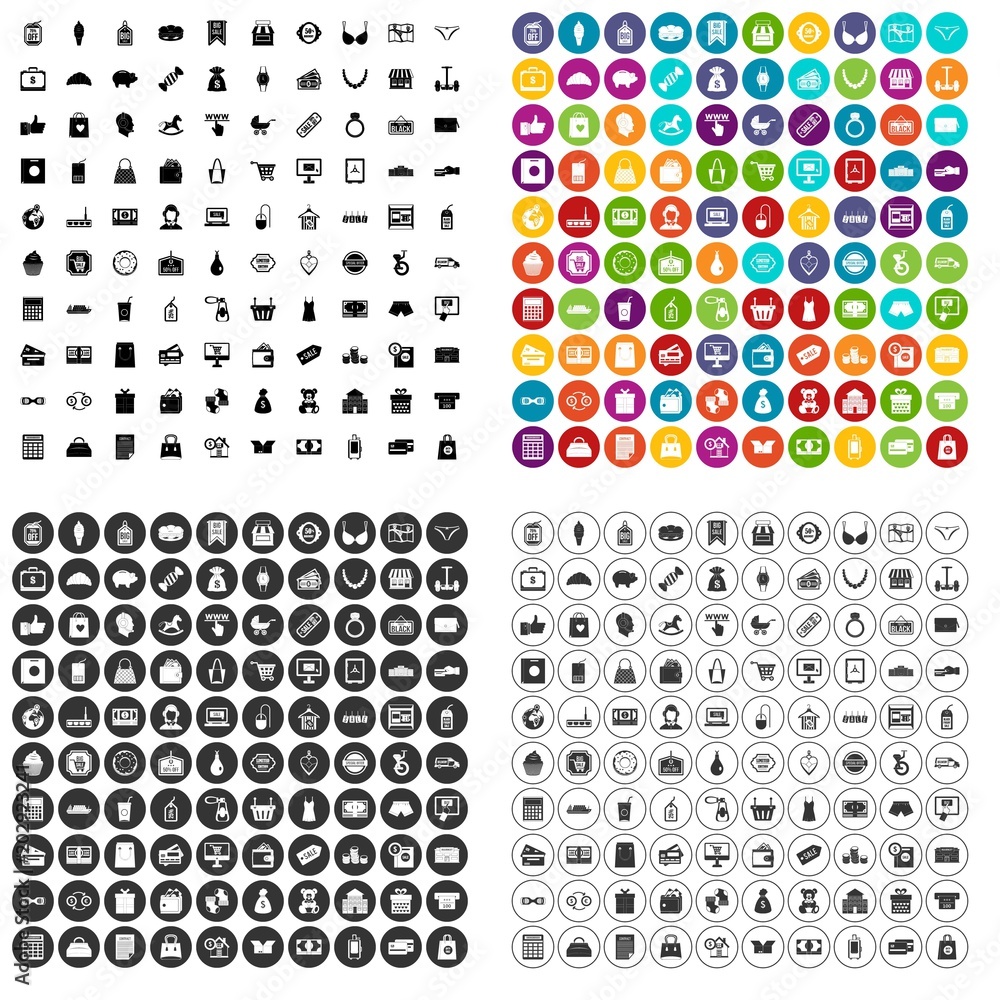 100 shopaholic icons set vector in 4 variant for any web design isolated on white 100 shopaholic icons set vector in 4 variant for any web design isolated on white