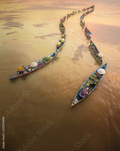 The View of Lokbaintan Floating Market in Banjarmasin, South Kalimantan, Indonesia photo