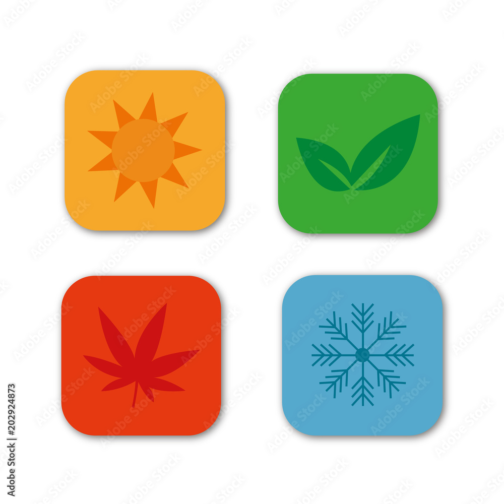 four season icon set of vector