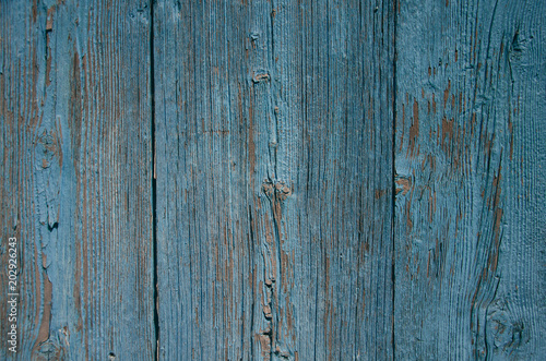 Old blue wooden texture. Wooden material surface background. Vintage grunge wood