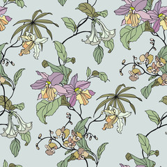 Wandcirkels Orchidee patronen Elegant orchideeën patroon naadloos  © polina21