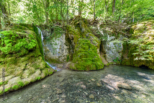 Guetersteiner Waterfall of Bad Urach, Swabian Alb, Baden-Wuerttemberg, Germany, Europe photo