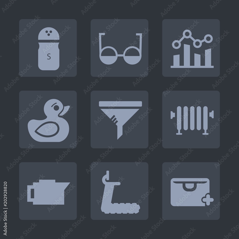 Premium set of fill icons. Such as kitchen, duck, pepper, business, water, heater, hot, filter, sport, play, finance, drink, graph, trend, rubber, sale, eyeglasses, cafe, sign, black, cooking, child
