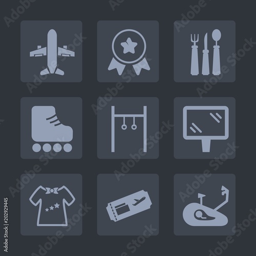 Premium set of fill icons. Such as baby, champion, shoe, achievement, fork, kid, win, award, plane, clothes, dinner, winner, sign, restaurant, bicycle, first, ribbon, knife, child, cooking, athlete