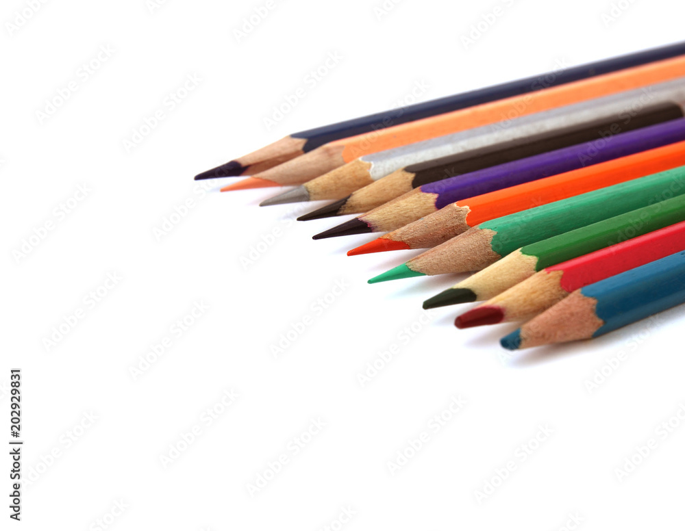 Colored pencils isolated from white background. Colored pencils isolated from white background.