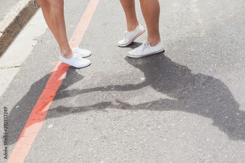 Couple standing on the road