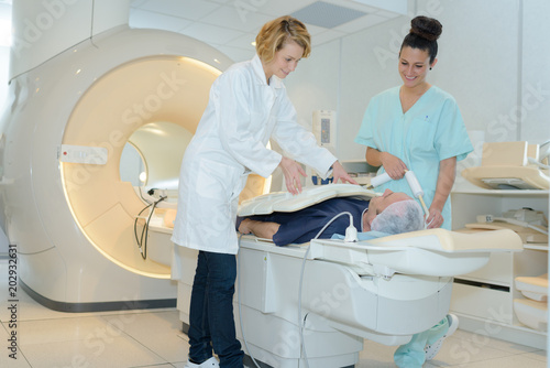 patient undergoing mri scan at hospital