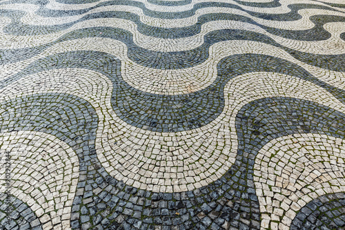 black and white pavement in lisbon  portugal