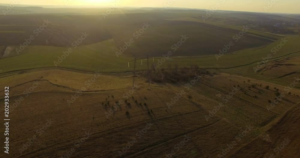 Aerial view of idyllic spring pasture and cultivated fields. 4K Aerial view of idyllic spring pasture and cultivated fields. 4K