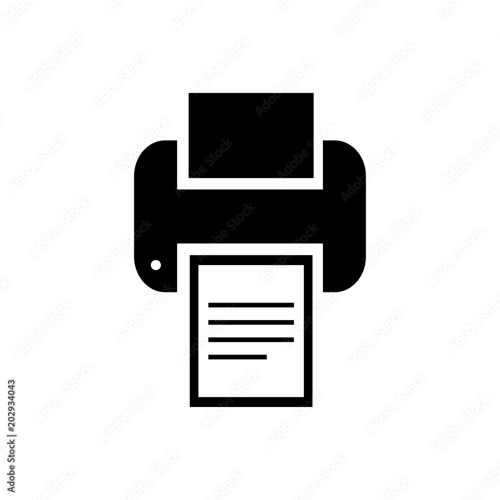 Printer icon vector, solid illustration, pictogram isolated on white Printer icon vector, solid illustration, pictogram isolated on white