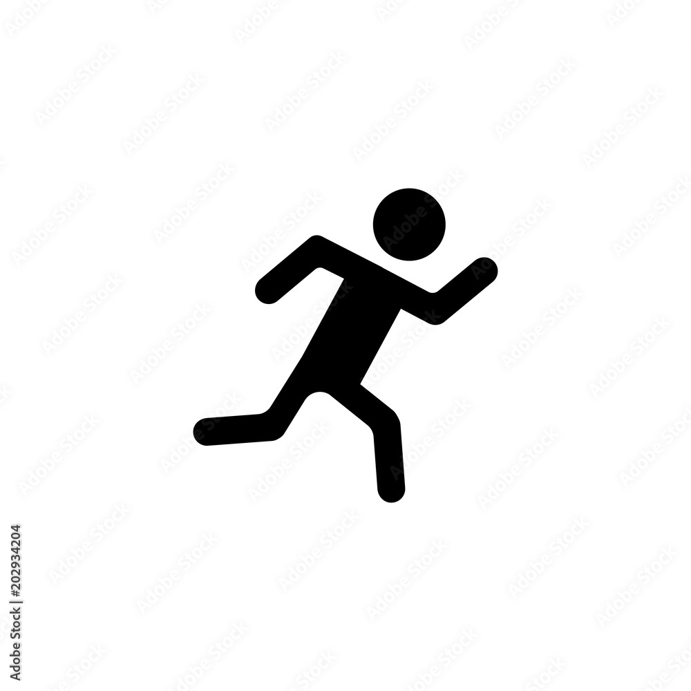 Running Man icon. Vector style is flat iconic symbol with rounded angles, gray color, white background.