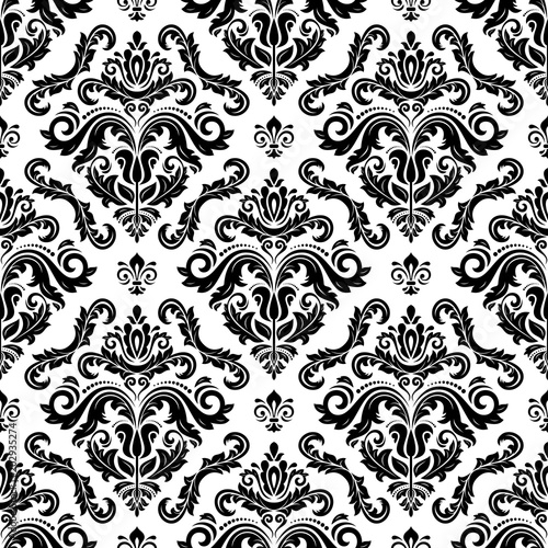 Classic seamless pattern. Traditional orient black and white ornament. Classic vintage background
