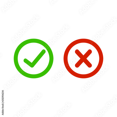 Free Download Thin line check mark icons. Green tick and red cross checkmarks flat line icons set. Vector illustration isolated on white background - GFXLoad