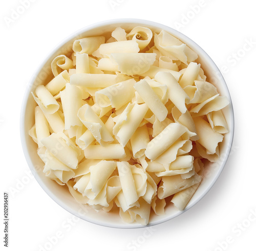 Fotografie Bowl of white chocolate shavings