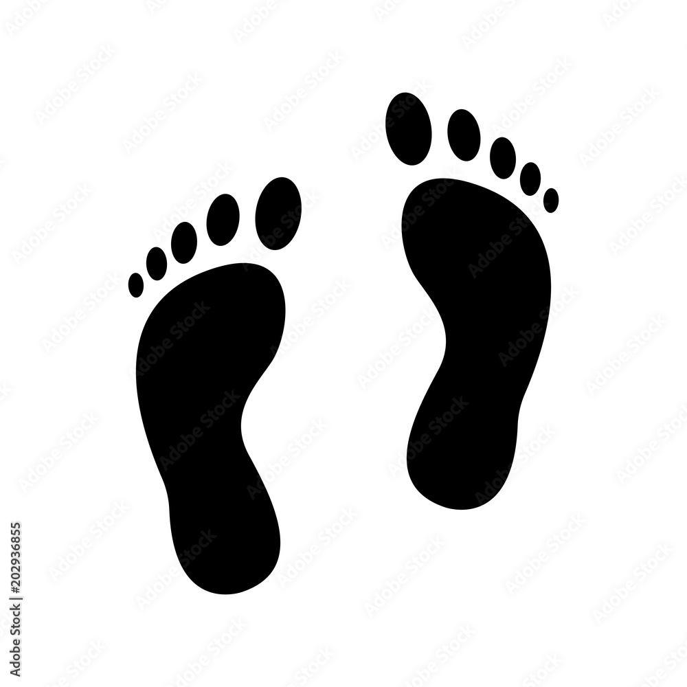 Human footstep icon. Vector footprint. Black silhouette. Flat style. Illustration isolated on white background. Human footstep icon. Vector footprint. Black silhouette. Flat style. Illustration isolated on white background.