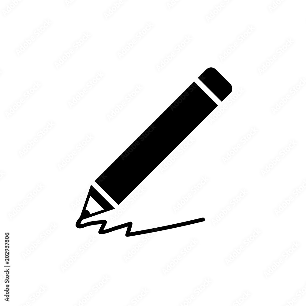 Pencil - vector icon in black on a white background. Pencil - vector icon in black on a white background.
