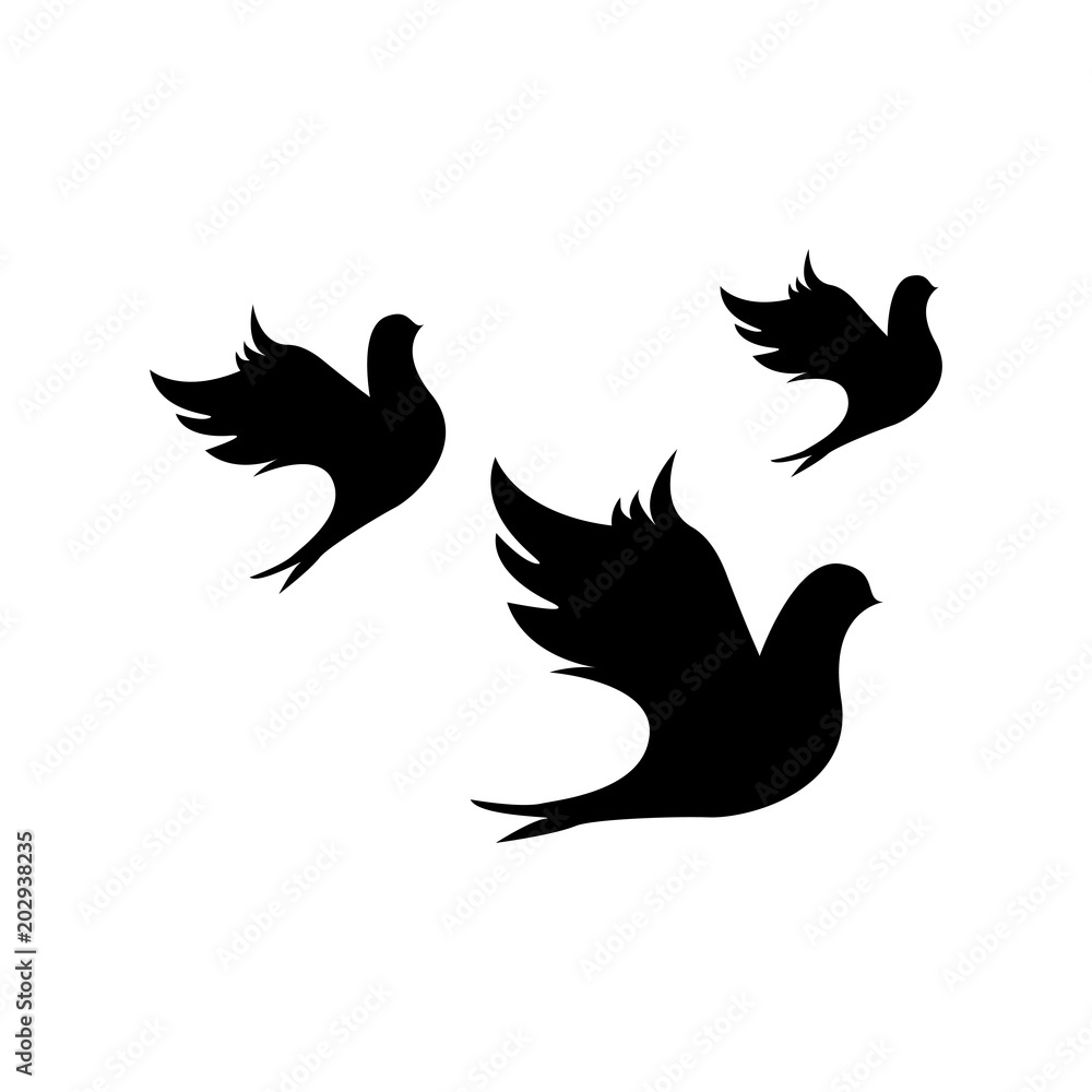 Birds Silhouettes flat icon vector. Birds Silhouettes flat icon vector.