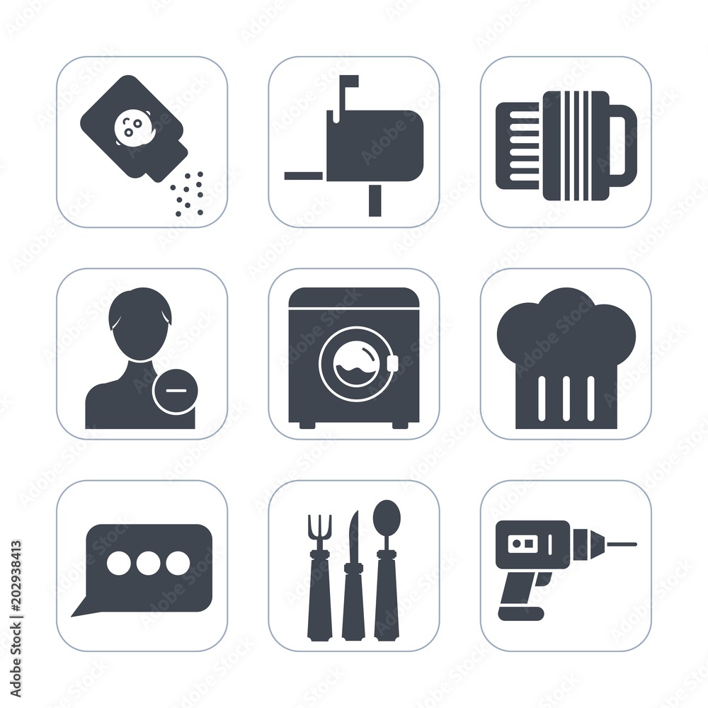 Premium fill icons set on white background . Such as bottle, fork, equipment, message, delivery, baby, delete, communication, drill, art, instrument, post, music, correspondence, user, talc, account Premium fill icons set on white background . Such as bottle, fork, equipment, message, delivery, baby, delete, communication, drill, art, instrument, post, music, correspondence, user, talc, account