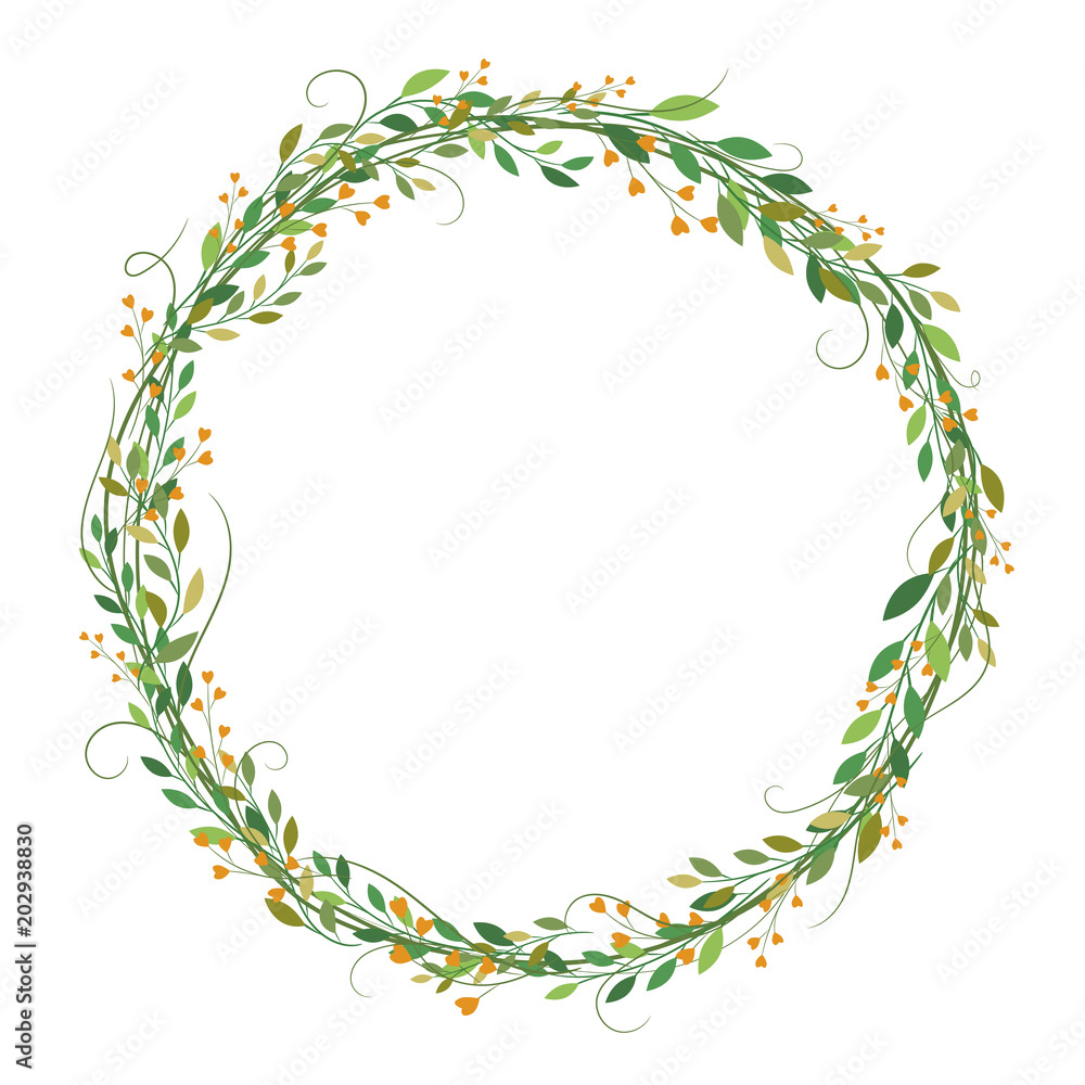 Fototapeta premium Beautiful floral wreath on white background for vintage wedding card. Vector illustration.