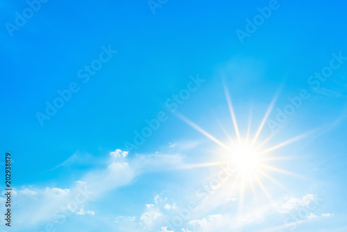 Summer background  wonderful blue sky with bright sun