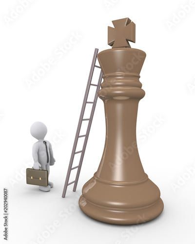 3d businessman to reach top of king chess piece