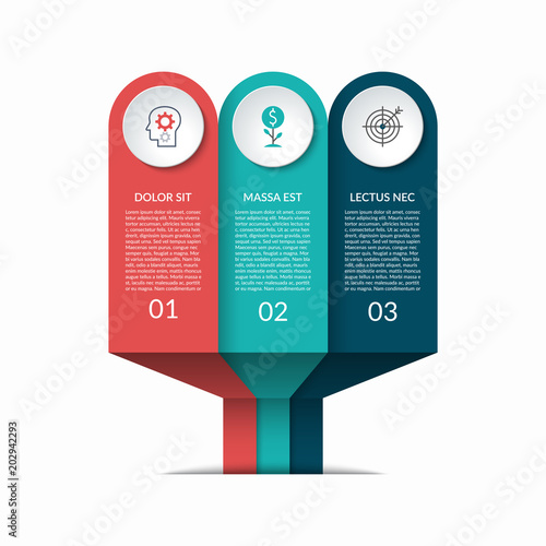 Infographic template of 3 options. Business growth concept. Can be used for graph, diagram, chart.