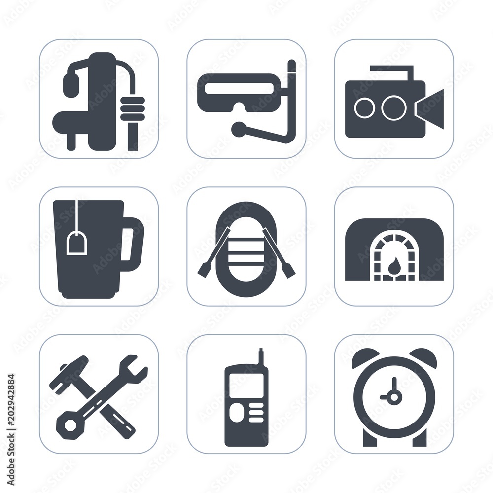 Premium fill icons set on white background . Such as sport, hammer, fire, telephone, snorkel, hour, warm, machine, exercise, home, wrench, spanner, gym, drink, christmas, fitness, movie, travel, time Premium fill icons set on white background . Such as sport, hammer, fire, telephone, snorkel, hour, warm, machine, exercise, home, wrench, spanner, gym, drink, christmas, fitness, movie, travel, time