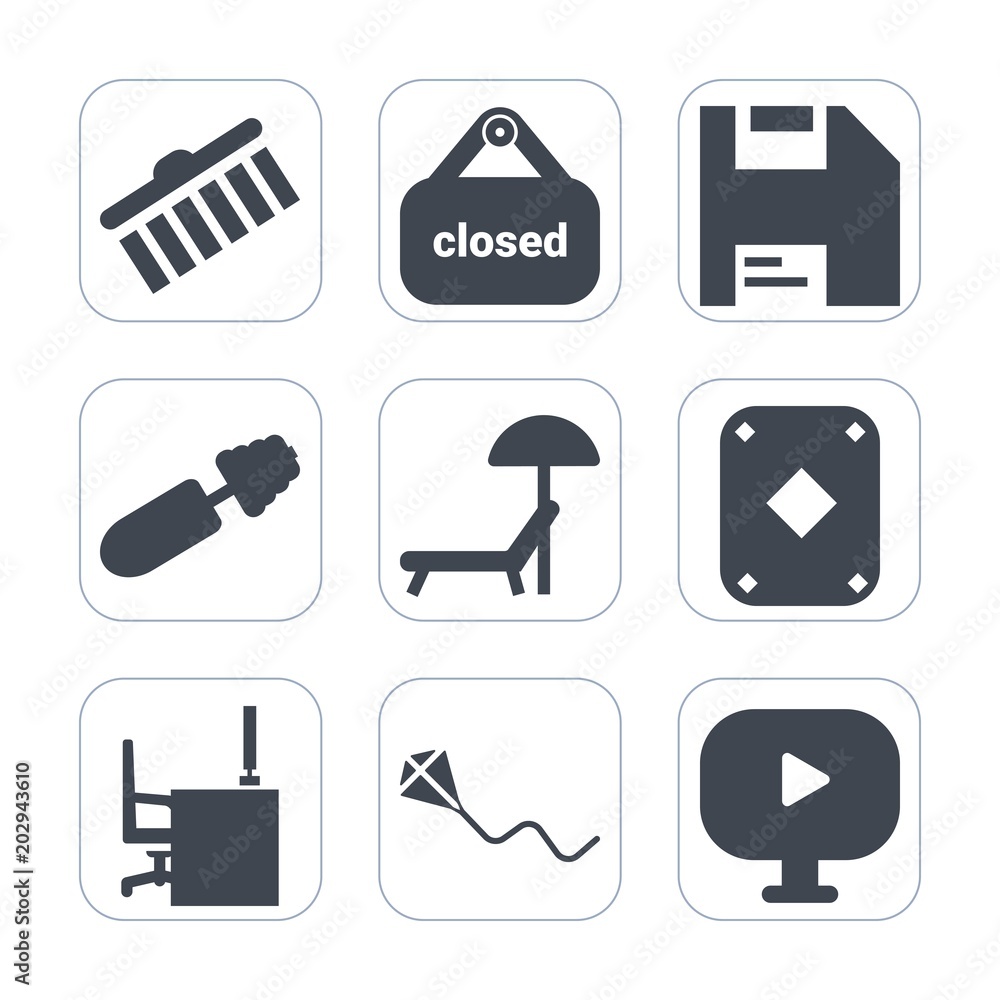 Premium fill icons set on white background . Such as retail, shape, business, sky, work, desk, floppy, joy, brush, video, mascara, sunbed, chair, summer, paint, media, texture, kite, umbrella, table Premium fill icons set on white background . Such as retail, shape, business, sky, work, desk, floppy, joy, brush, video, mascara, sunbed, chair, summer, paint, media, texture, kite, umbrella, table