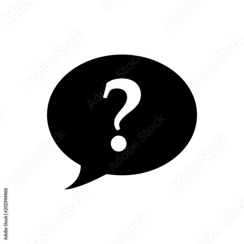 Question mark in a speech bubble icon on white background. Vector
