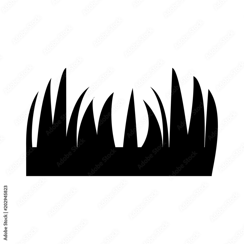 Black lawn grass icon vector on white background, isolated Black lawn grass icon vector on white background, isolated