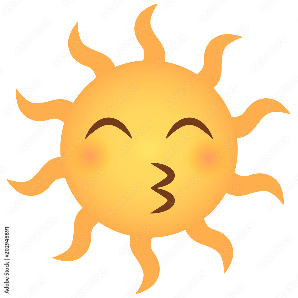 Emoji Kussmund - Sonne Stock Vector | Adobe Stock