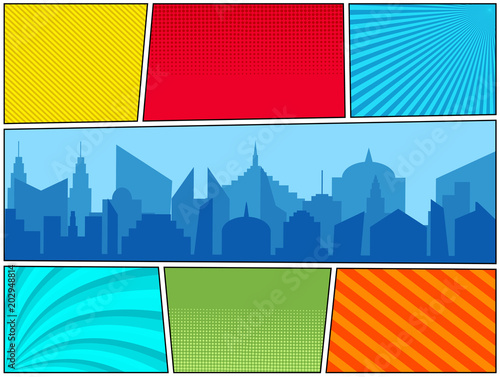Comic book bright horizontal template