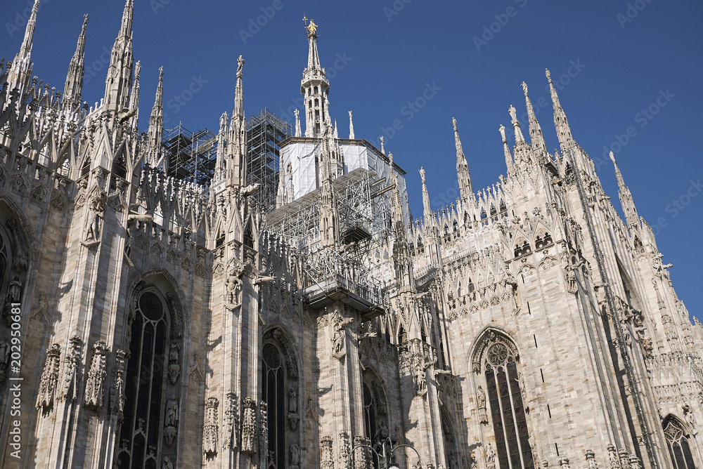 Milan, Italy - April 20, 2018: view of Milan Cathedral