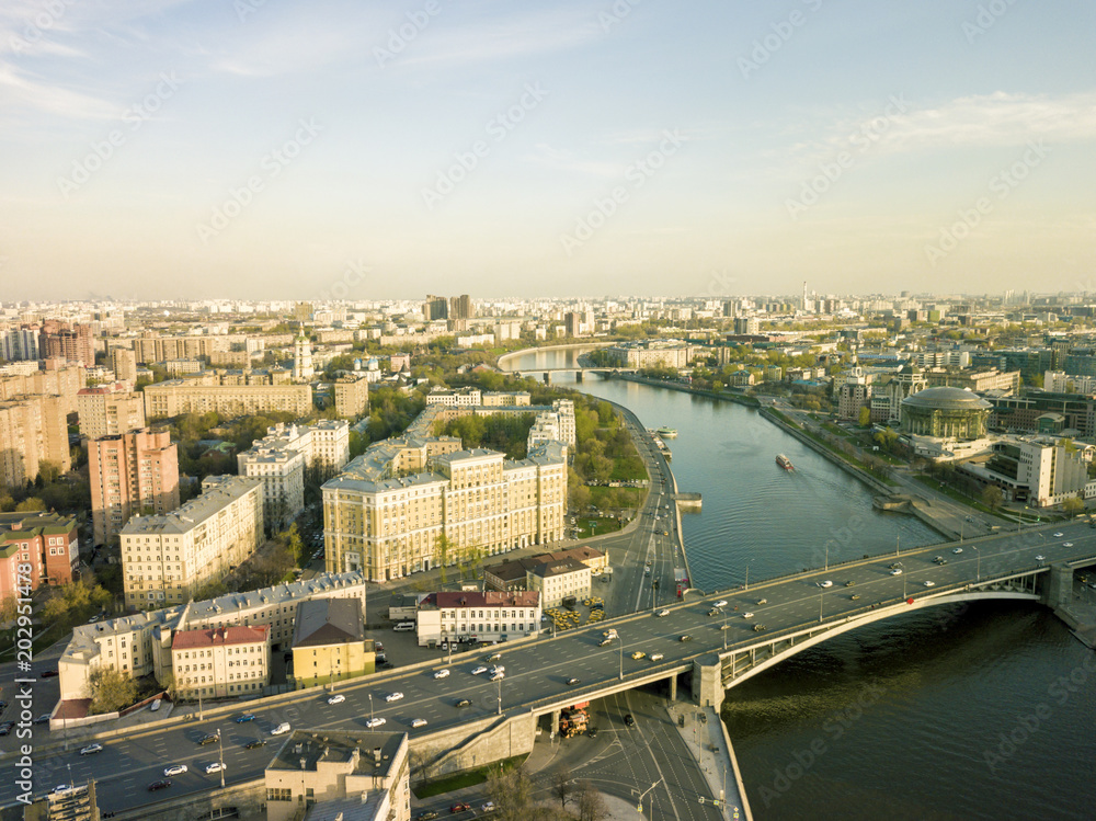 Obraz premium europe city panorama with traffic and river