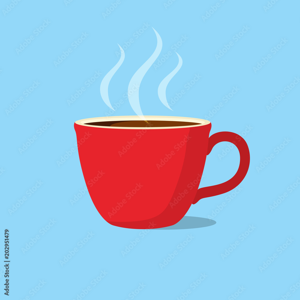 Red coffee mug, tea cup. Vector illustration Red coffee mug, tea cup. Vector illustration