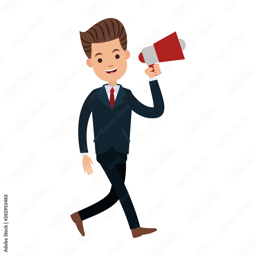 Businessman with bullhorn vector illustration graphic design